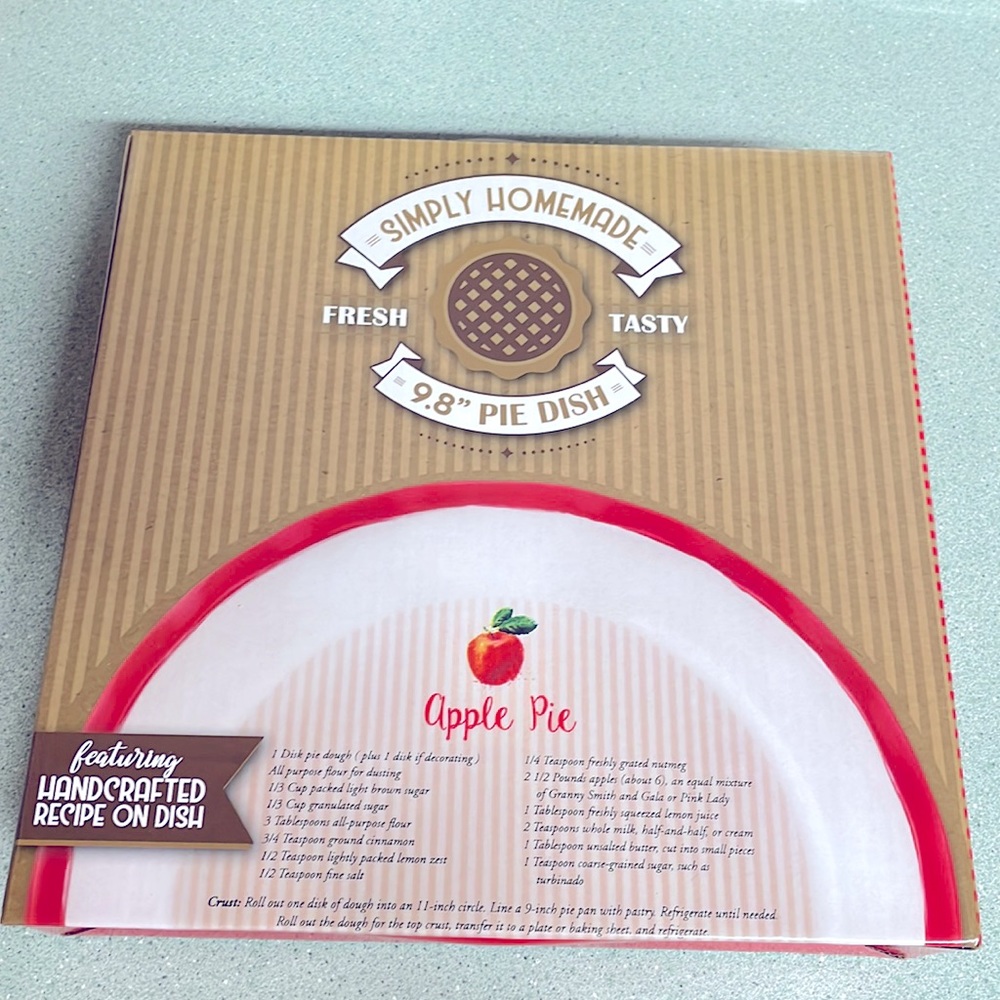 NIB Simply Homemade 9.8" Pie Dish